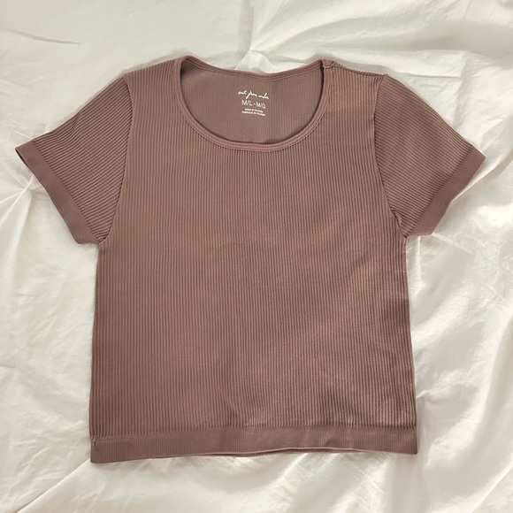 Urban Outfitters Tops - Urban Outfitters Out From Under Mauve Ribbed Tee Size M/L
